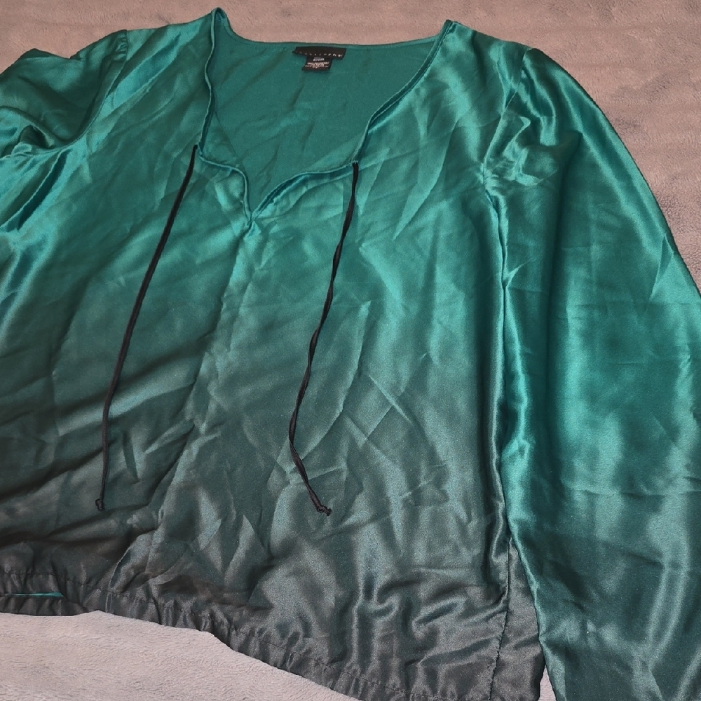 Apostrophe Teal Long Sleeved Blouse Size Large - Picture 3 of 7
